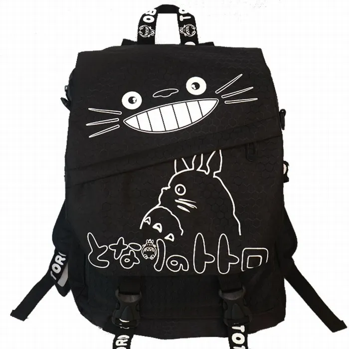 Studio Ghibli My Neighbor Totoro Inspired Canvas Backpack – Large Capacity School Bookbag with Adjustable Straps, Casual Travel Rucksack for Students & Fans